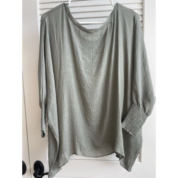 Anthropologie Grade and Gather Olive Green Flowing Boho Shirt Women's Sz M/L - Picture 4 of 7